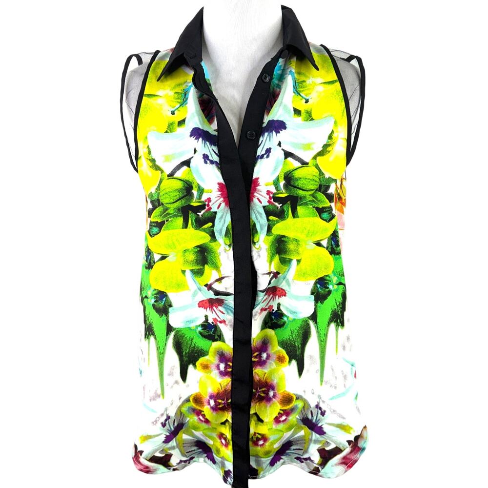 Prabal Gurung for Target Women's Button Up Mesh Tank Blouse Shirt Size Small
